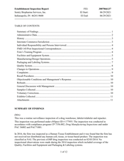 FDAzilla FDA EIR Sentry Biopharma Services, Indianapolis | June 2021