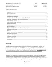 FDAzilla FDA EIR Stello Foods, Punxsutawney | August 2021
