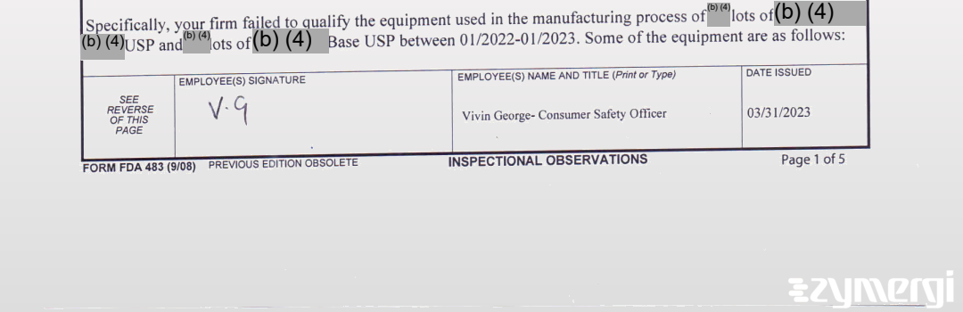 Vivin George FDA Investigator 